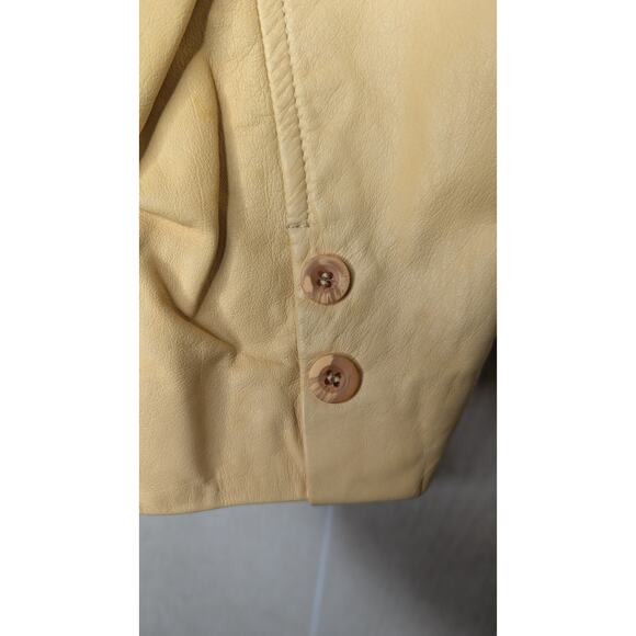 Together! butter yellow leather jacket Blazer 4 button career Womens size 12 - Picture 10 of 12